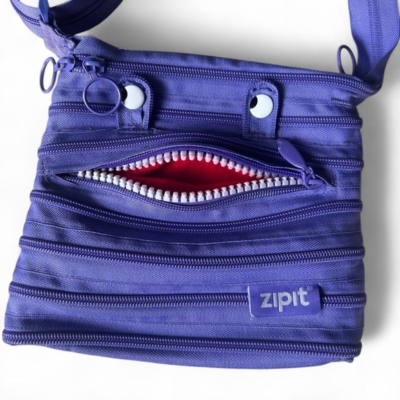 ZIPIT Purple Monster Face Crossbody Bag – Fun & Functional Zipper Purse - Picture 2 of 7